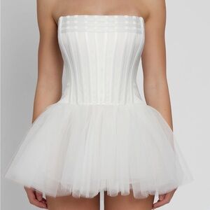 White Strapless Tulle Dress